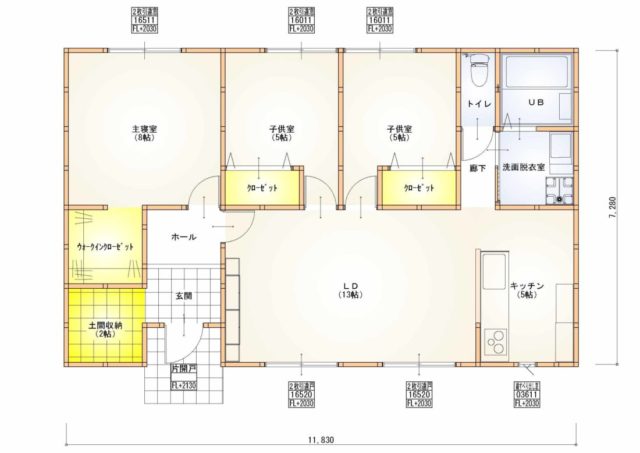 間取りプラン追加、シンプル平屋　２５．５坪